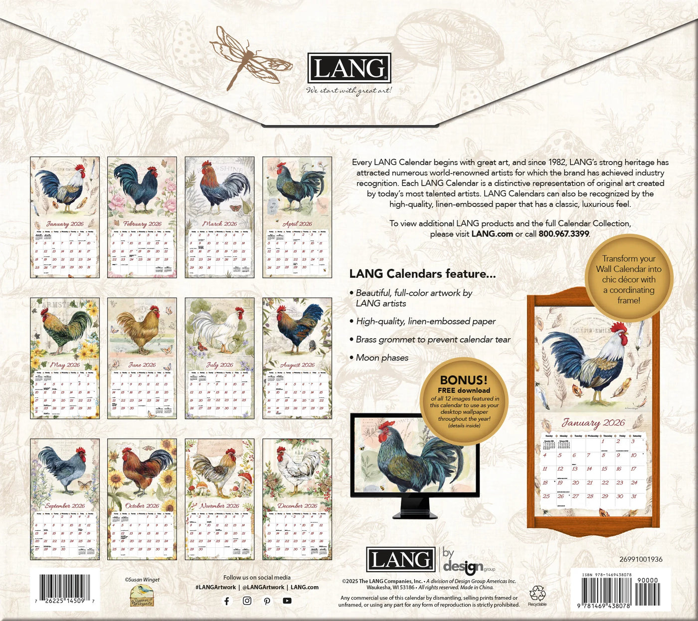LANG 2026 CALENDAR | PROUD ROOSTER