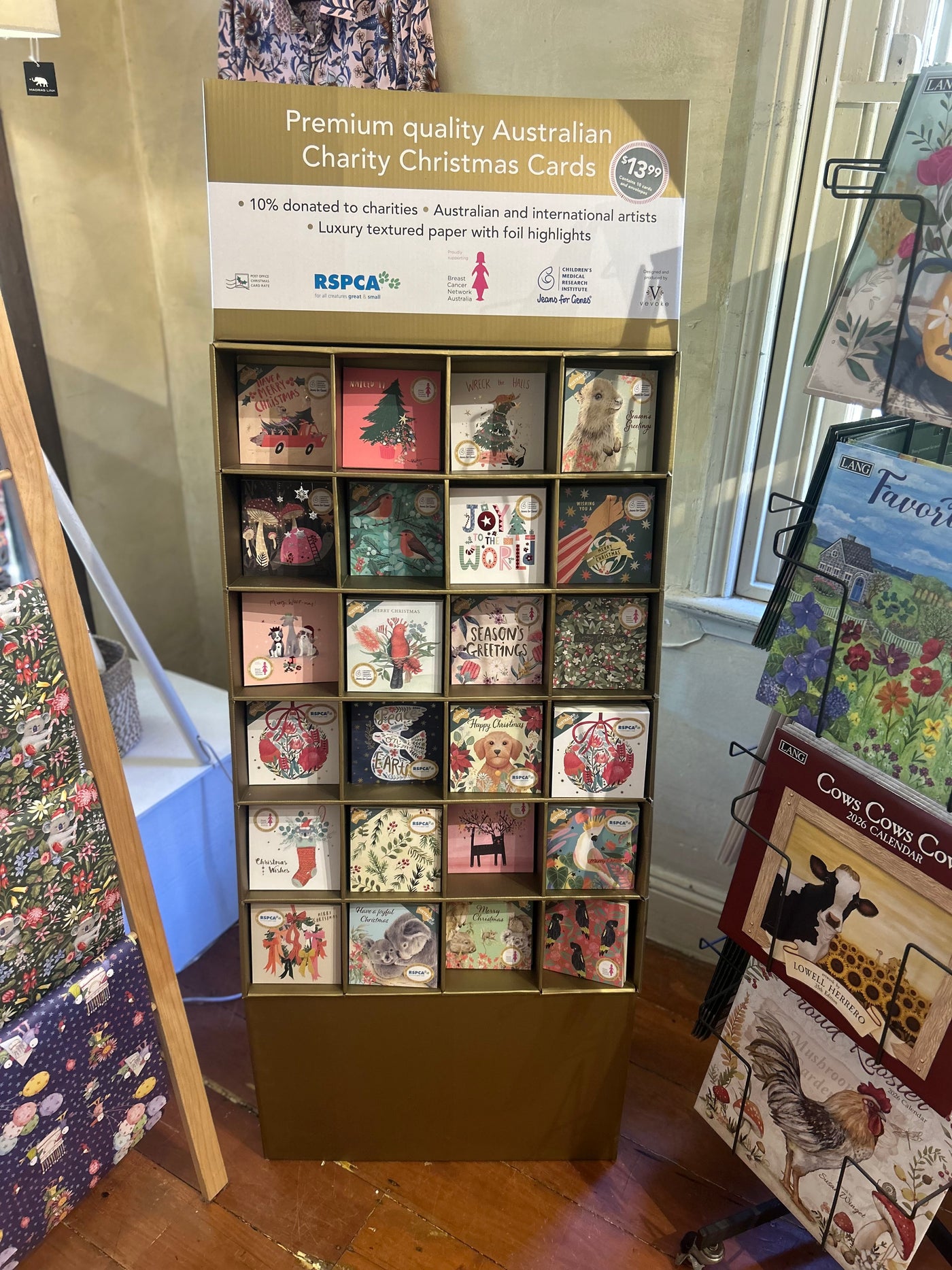 Display of premium quality Australian charity Christmas cards with a focus on RSPCA branding.
