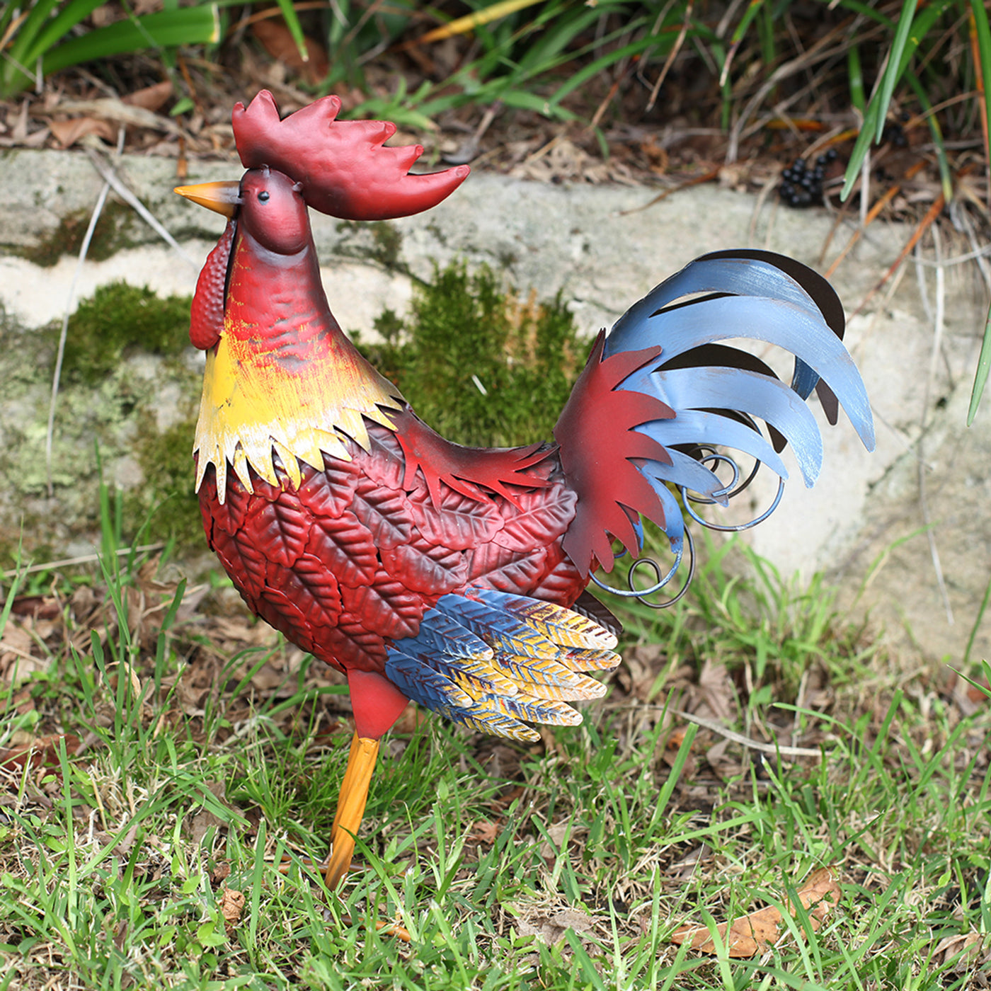 GARDEN | HAND PAINTED | METAL ROOSTER
