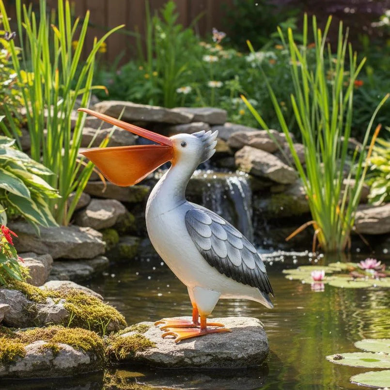 GARDEN | HAND PAINTED |METAL PELICAN