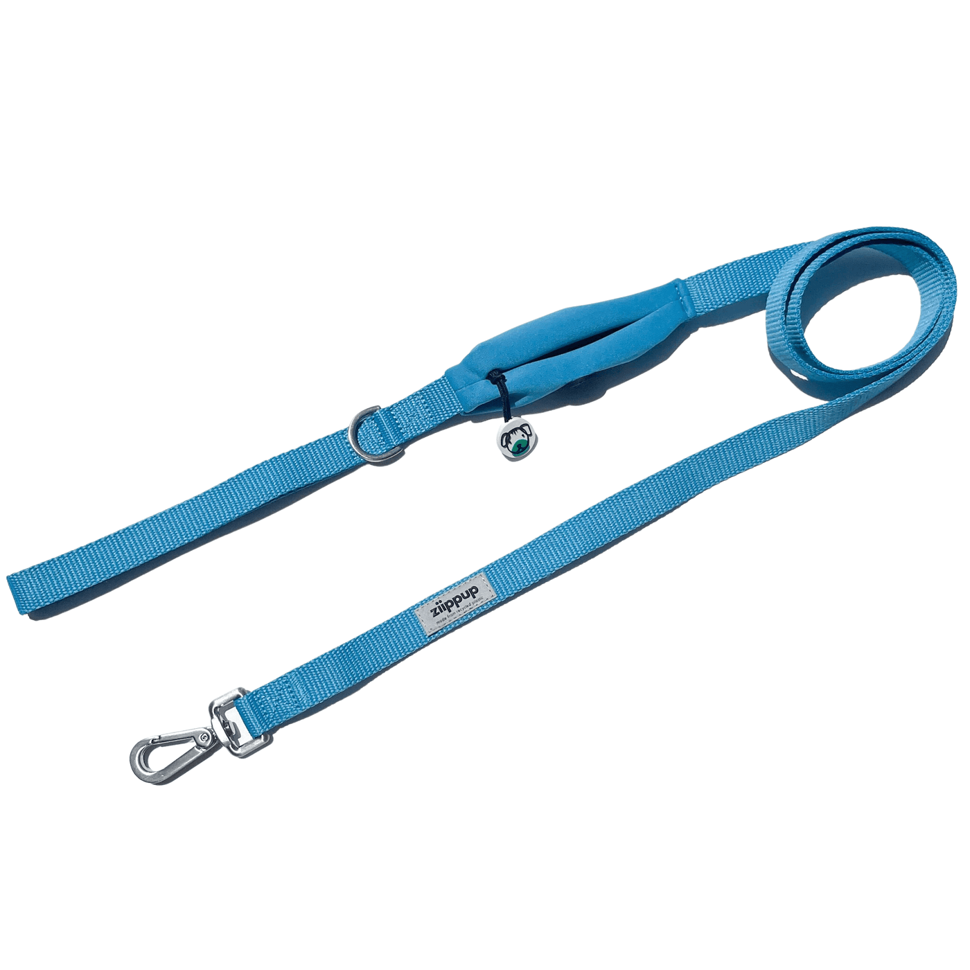 Ziippup blue dog lead made from recycled plastic bottles, eco-friendly and durable.