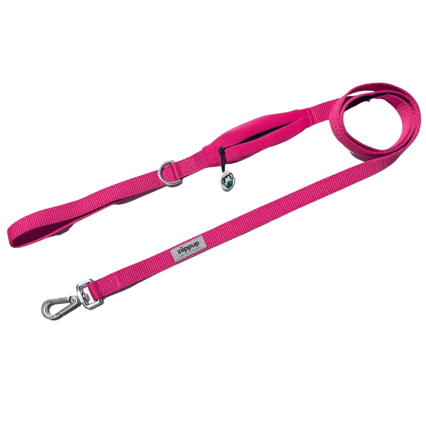 Ziippup pink dog lead made from recycled plastic bottles, eco-friendly and durable.