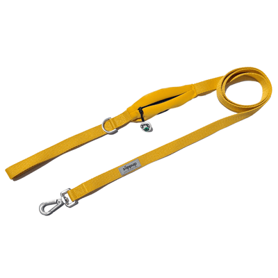 Ziippup yellow dog lead made from recycled plastic bottles, eco-friendly and durable.